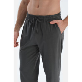 Ensemble Pyjama Chemise Pantalon Manches Courtes Détails Couture Homme Gris