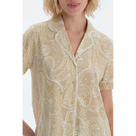 Paild Ensemble Pyjama Chemise Pantalon Peigné Modal Peigné À Motifs Femme Vert Clair