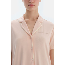 Ensemble De Pyjama Chemise Basique À Manches Courtes Pantalon Femme Marron Clair