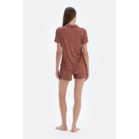 Ensemble Pyjama Chemise Et Short À Motif Léopard Femme Terracotta