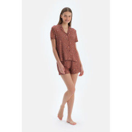 Ensemble Pyjama Chemise Et Short À Motif Léopard Femme Terracotta