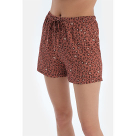 Ensemble Pyjama Chemise Et Short À Motif Léopard Femme Terracotta