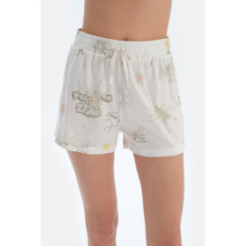 Ensemble Pyjama Chemise Et Short À Motif Nuage Femme Ecru