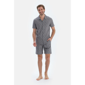 Ensemble Pyjama Chemise Et Short Imprimé Quartier Homme Gris