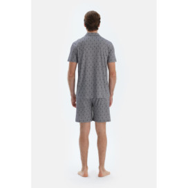Ensemble Pyjama Chemise Et Short Imprimé Quartier Homme Gris