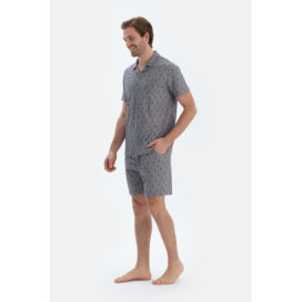 Ensemble Pyjama Chemise Et Short Imprimé Quartier Homme Gris