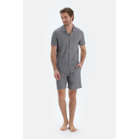 Ensemble Pyjama Chemise Et Short Imprimé Quartier Homme Gris