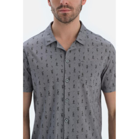 Ensemble Pyjama Chemise Et Short Imprimé Quartier Homme Gris