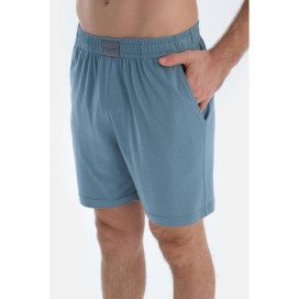 Ensemble De Pyjama Chemise Basique Avec Poche À Manches Courtes Homme Bleu