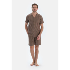 Ensemble Pyjama Chemise À Rayures Et Short Homme Multicolore