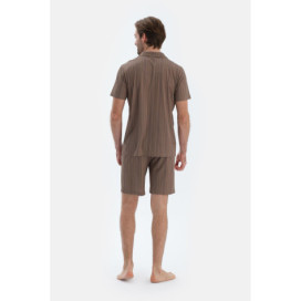 Ensemble Pyjama Chemise À Rayures Et Short Homme Multicolore