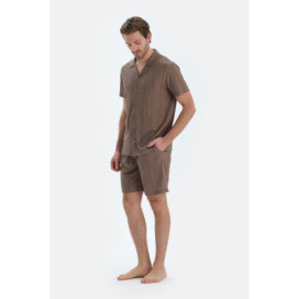 Ensemble Pyjama Chemise À Rayures Et Short Homme Multicolore