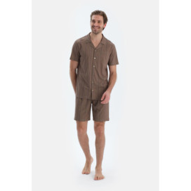 Ensemble Pyjama Chemise À Rayures Et Short Homme Multicolore