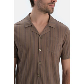 Ensemble Pyjama Chemise À Rayures Et Short Homme Multicolore