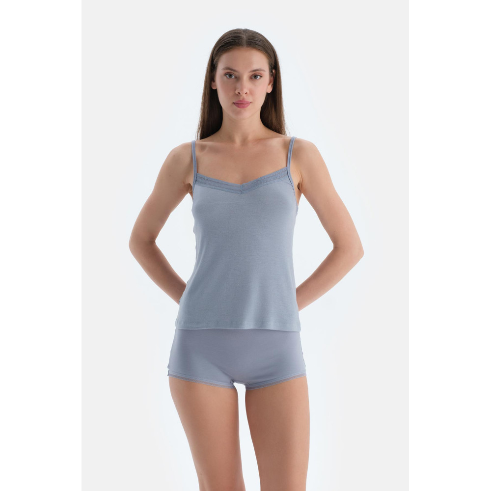 Dentelle Détaillée Athlet Femme Bleu Glace