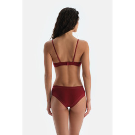 Culotte Hipster Détaillée En Dentelle Taille Basique Femme Bordeaux