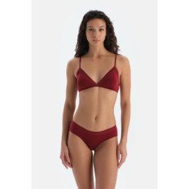 Culotte Hipster Détaillée En Dentelle Taille Basique Femme Bordeaux