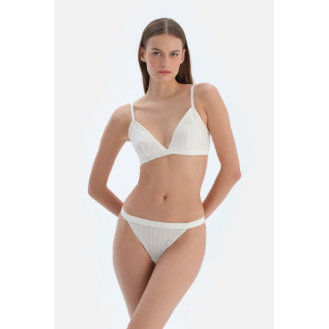 Pointel Culotte String Femme Ecru