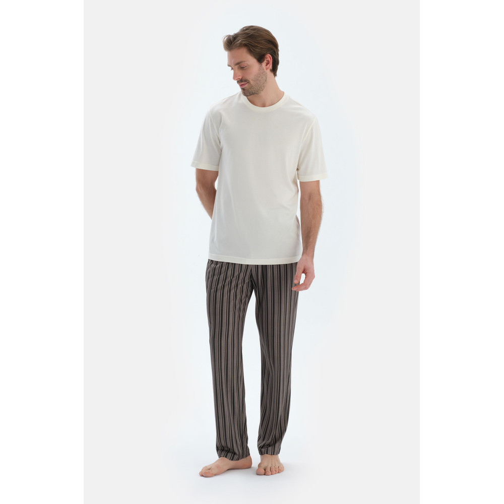 Quantité Pantalon En Modal Coton Peigné Imprimé Homme Anthracite