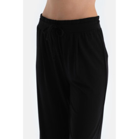 Pantalon Détaillé Plissé Femme Noir