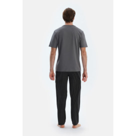Pantalon En Modal Peigné À Rayures Homme Noir
