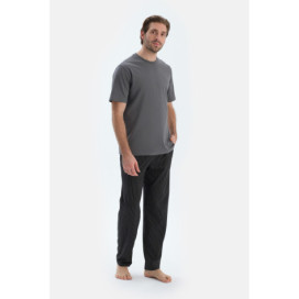 Pantalon En Modal Peigné À Rayures Homme Noir