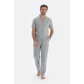 Pantalon Tissé Imprimé Microprint Homme Gris