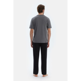 Pantalon En Modal Peigné À Jambe Droite Homme Noir