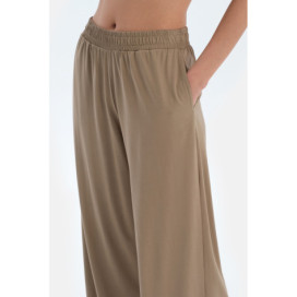 Pantalon Basique En Modal Avec Poches Femme Marron Clair