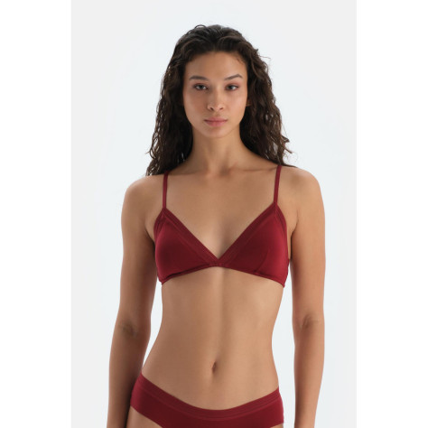 Soutien-Gorge Doux Basic Triangle Form Femme Bordeaux