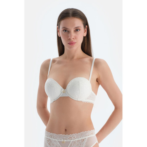 Soutien-Gorge Entièrement Rembourré En Dentelle Détail Accessoire Femme Blanc
