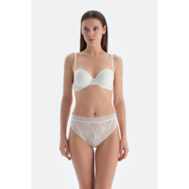 Soutien-Gorge Entièrement Rembourré En Dentelle Détail Accessoire Femme Blanc