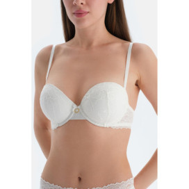 Soutien-Gorge Entièrement Rembourré En Dentelle Détail Accessoire Femme Blanc