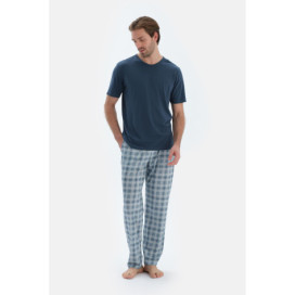 T-Shirt Basique Manches Courtes Col Rond Homme Bleu Marine