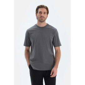 T-Shirt Basique Manches Courtes Col Rond Homme Gris Foncé