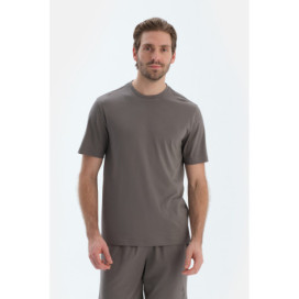 T-Shirt Manches Courtes Col Rond Peigné Modal Peigné Homme Gris