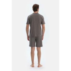 T-Shirt Manches Courtes Col Rond Peigné Modal Peigné Homme Gris