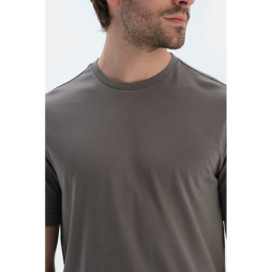 T-Shirt Manches Courtes Col Rond Peigné Modal Peigné Homme Gris