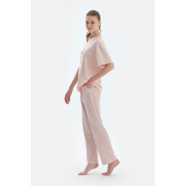 Ensemble De Pyjama T-Shirt Et Pantalon À Manches Courtes Col Rond Femme Rose Clair
