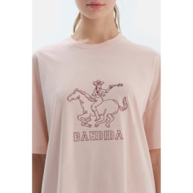 Ensemble De Pyjama T-Shirt Et Pantalon À Manches Courtes Col Rond Femme Rose Clair