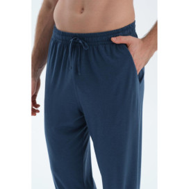 Raglan Manches Longues Basique T-Shirt Pantalon Pyjama Ensemble Homme Bleu Marine