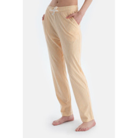 Broderie Détaillée Manches Courtes Ensemble Pyjama T-Shirt Pantalon Basique Femme Ecru