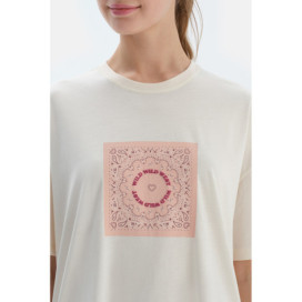 Ensemble De Pyjama T-Shirt À Manches Courtes Et Pantalon Imprimé Femme Ecru