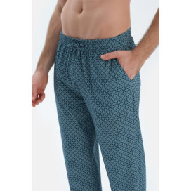 Col En V Manches Longues Basique T-Shirt Pantalon Pyjama Ensemble Homme Bleu