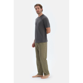 Ensemble De Pyjama T-Shirt Et Pantalon À Manches Courtes Et Détails De Coutures Homme Anthracite
