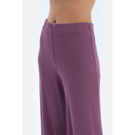 Ensemble De Pyjama T-Shirt Et Pantalon Camsoset En Viscose Col V Femme Violet