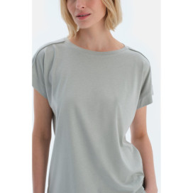 Ensemble Pyjama T-Shirt Basique À Manches Basses Femme Sauge