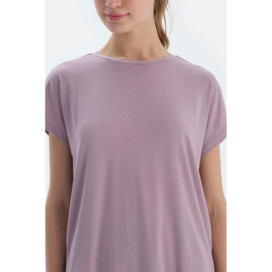 Ensemble De Pyjama T-Shirt Et Pantalon En Modal À Manches Basses Femme Lilas Clair