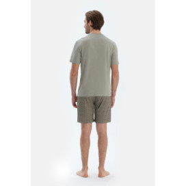 Ensemble De Pyjama Triple À Manches Courtes Et Demi-Boutons Homme Vert Pétrole
