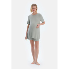 Camisole Maternité T-Shirt Short Pyjama Ensemble Femme Vert Clair